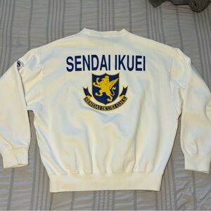 Vintage MIZUNO Japanese Sendai Ikuei Rare 90s white Pullover Size XL